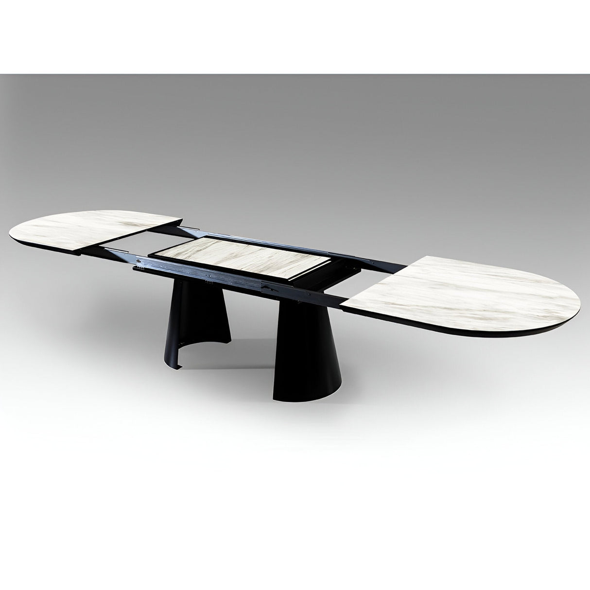 Capri 12–14 Seater Wood & Metal Extendable Dining Table – White Marble