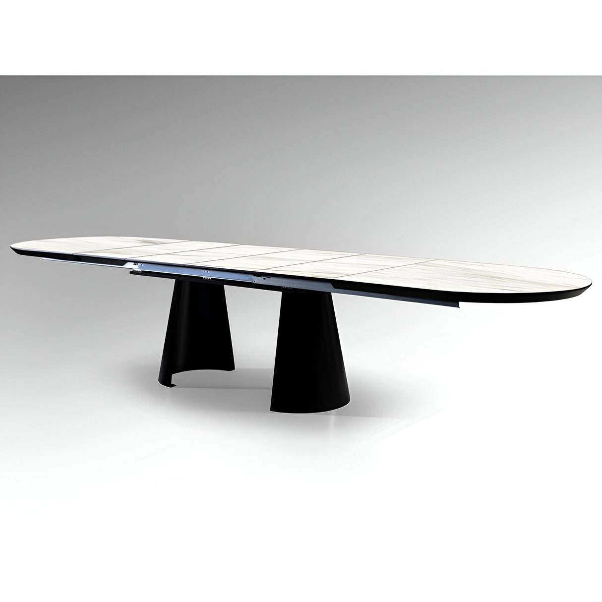 Capri 12–14 Seater Wood & Metal Extendable Dining Table – White Marble