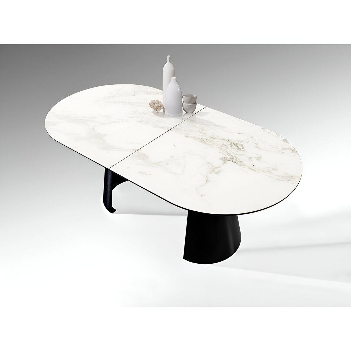 Capri 12–14 Seater Wood & Metal Extendable Dining Table – White Marble