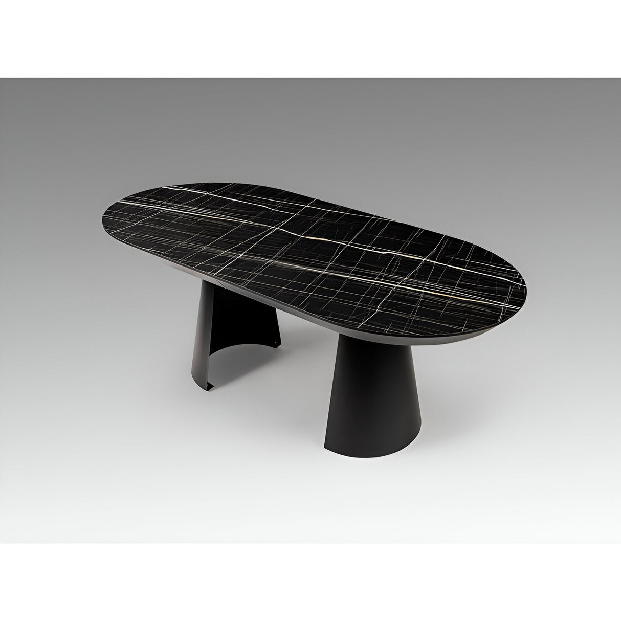 Capri 12–14 Seater Wood & Metal Extendable Dining Table – Black Marble