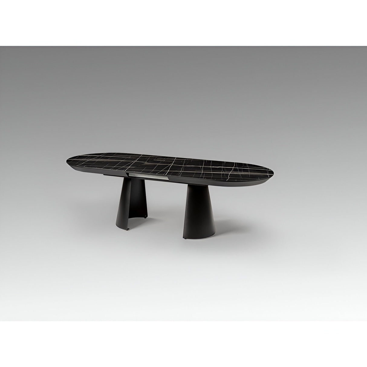 Capri 12–14 Seater Wood & Metal Extendable Dining Table – Black Marble