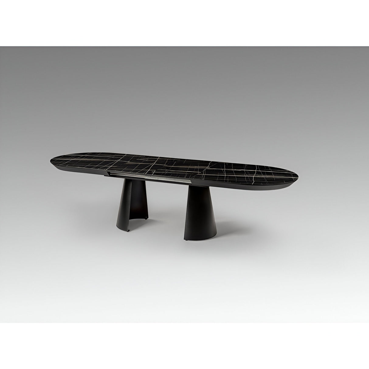 Capri 12–14 Seater Wood & Metal Extendable Dining Table – Black Marble