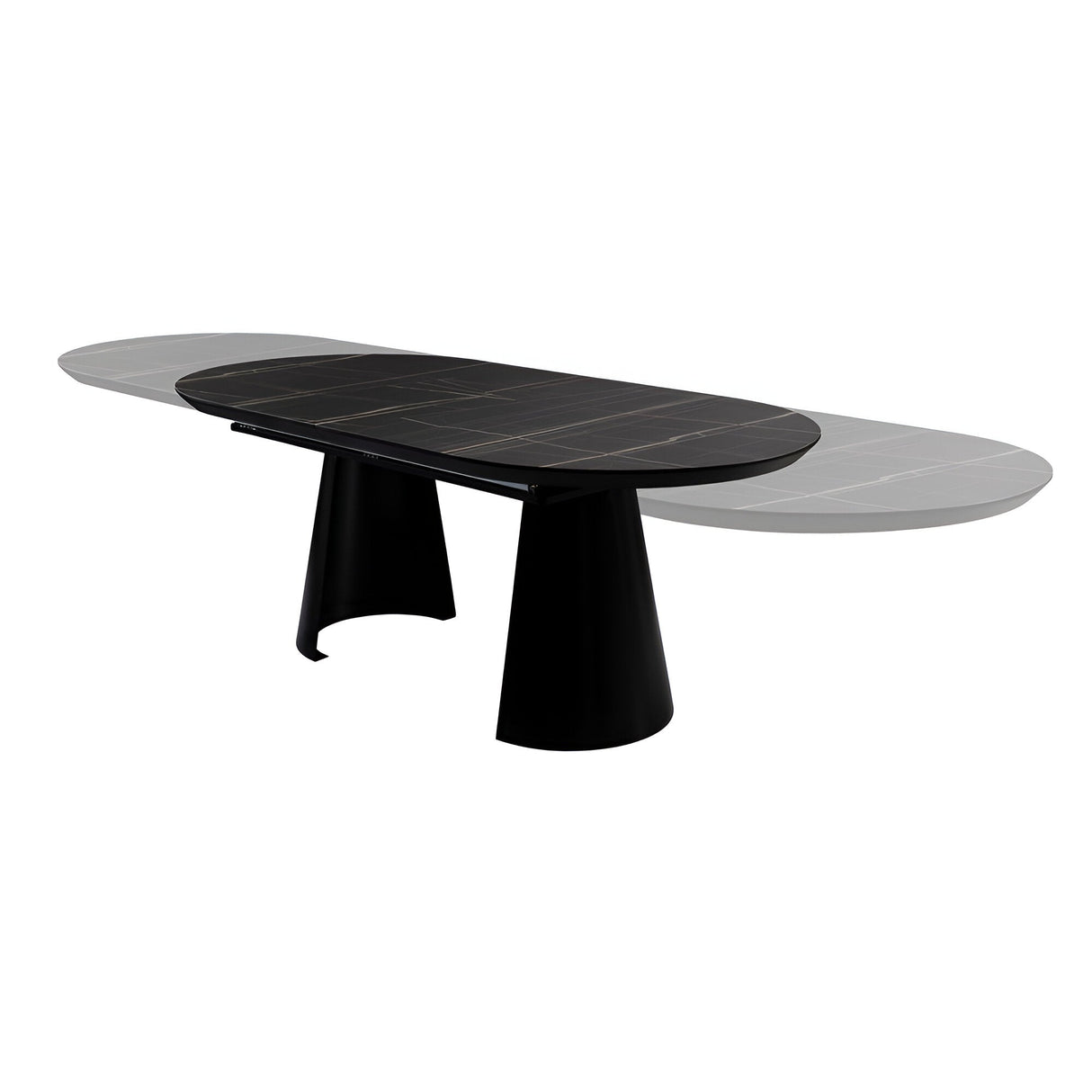 Capri 12–14 Seater Wood & Metal Extendable Dining Table – Black Marble