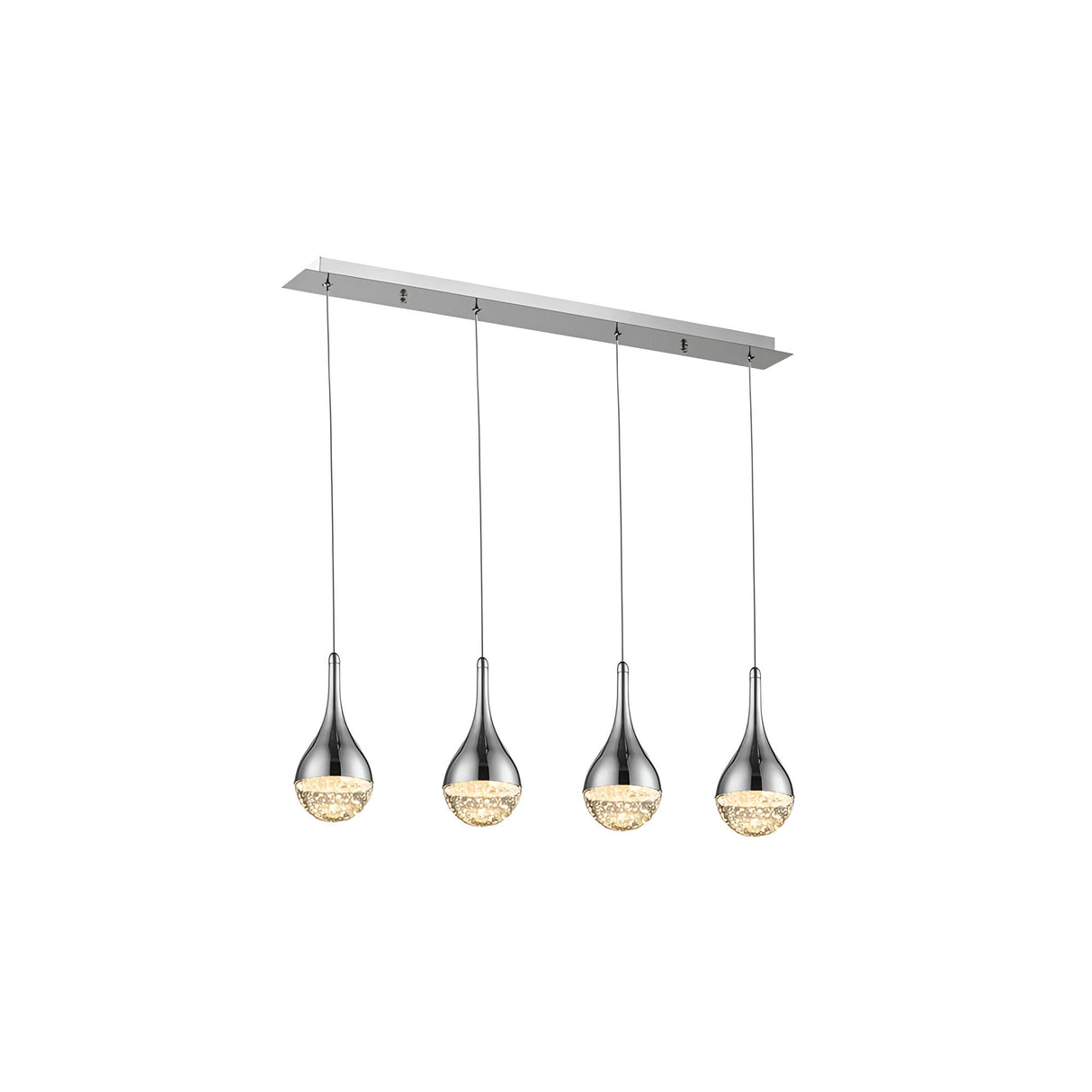 Elie 4 Light LED Glass Bar Pendant 20W 3000K - Chrome