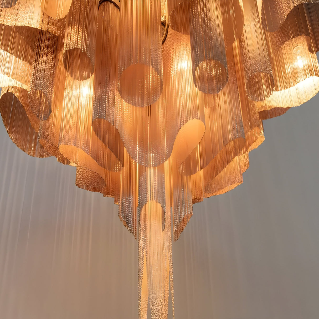 Valora 19 Light Metal Chain Veil Chandelier - Champagne