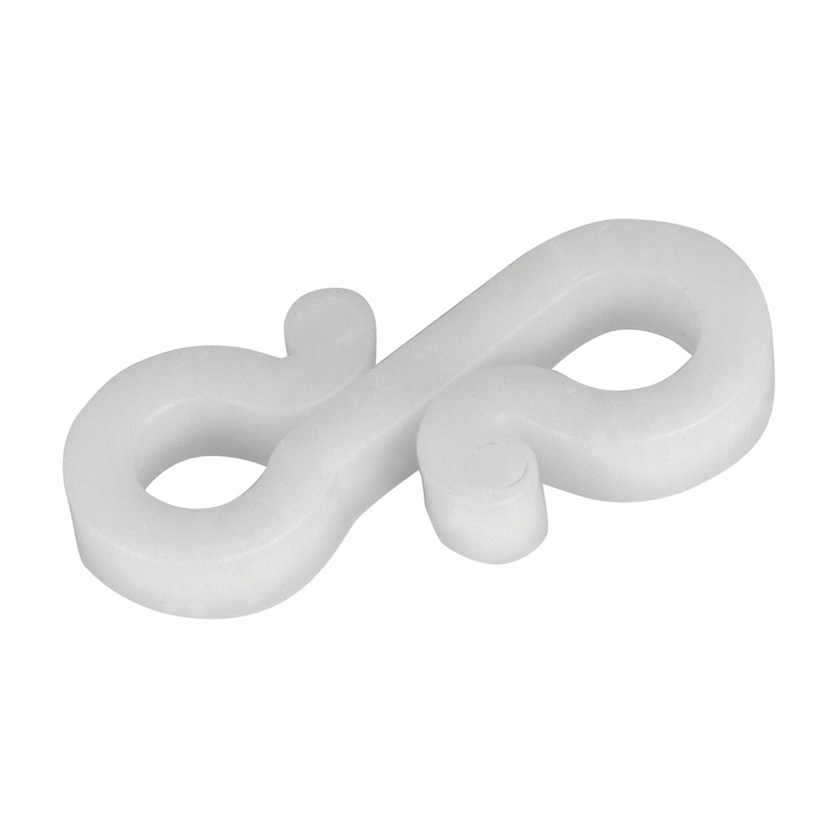 LYYT gutter hook in white UV-resistant plastic with S-shaped clip and central cable channel, shown on a plain white background from the 25 pack.