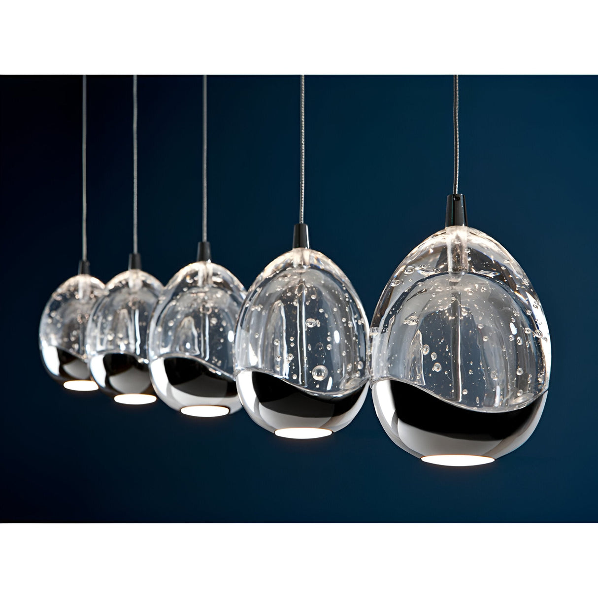 Rocio 5 Light Dimmable LED Glass Bar Pendant 25W 3000K - Chrome