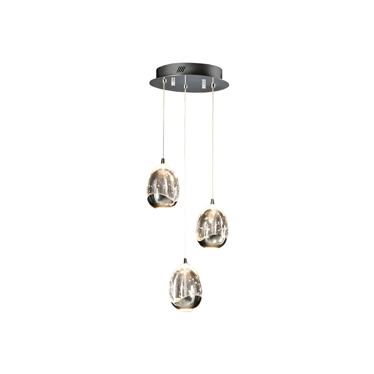 Rocio 14 Light Dimmable LED Glass Cluster Pendant Light 15W 3000K - Silver