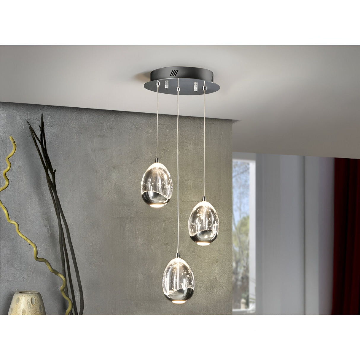 Rocio 14 Light Dimmable LED Glass Cluster Pendant Light 15W 3000K - Silver