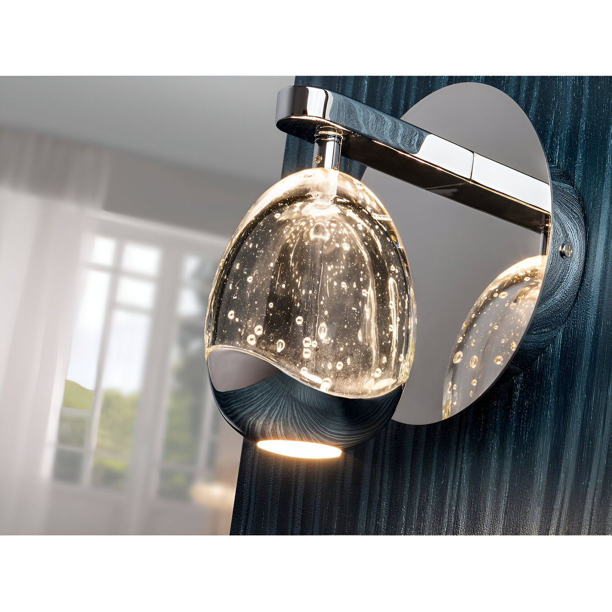 Rocio LED Teardrop Glass Wall Light 5W 3000K - Chrome