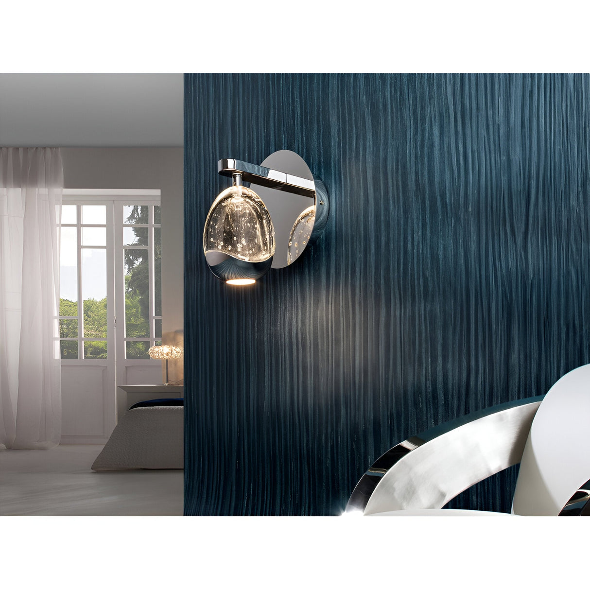 Rocio LED Teardrop Glass Wall Light 5W 3000K - Chrome