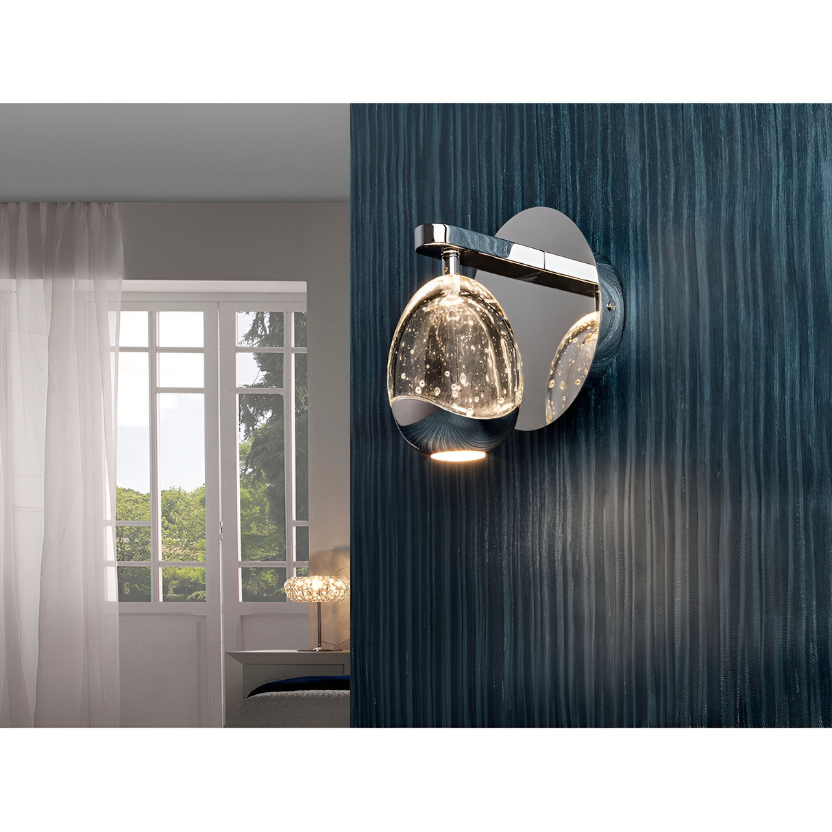 Rocio LED Teardrop Glass Wall Light 5W 3000K - Chrome