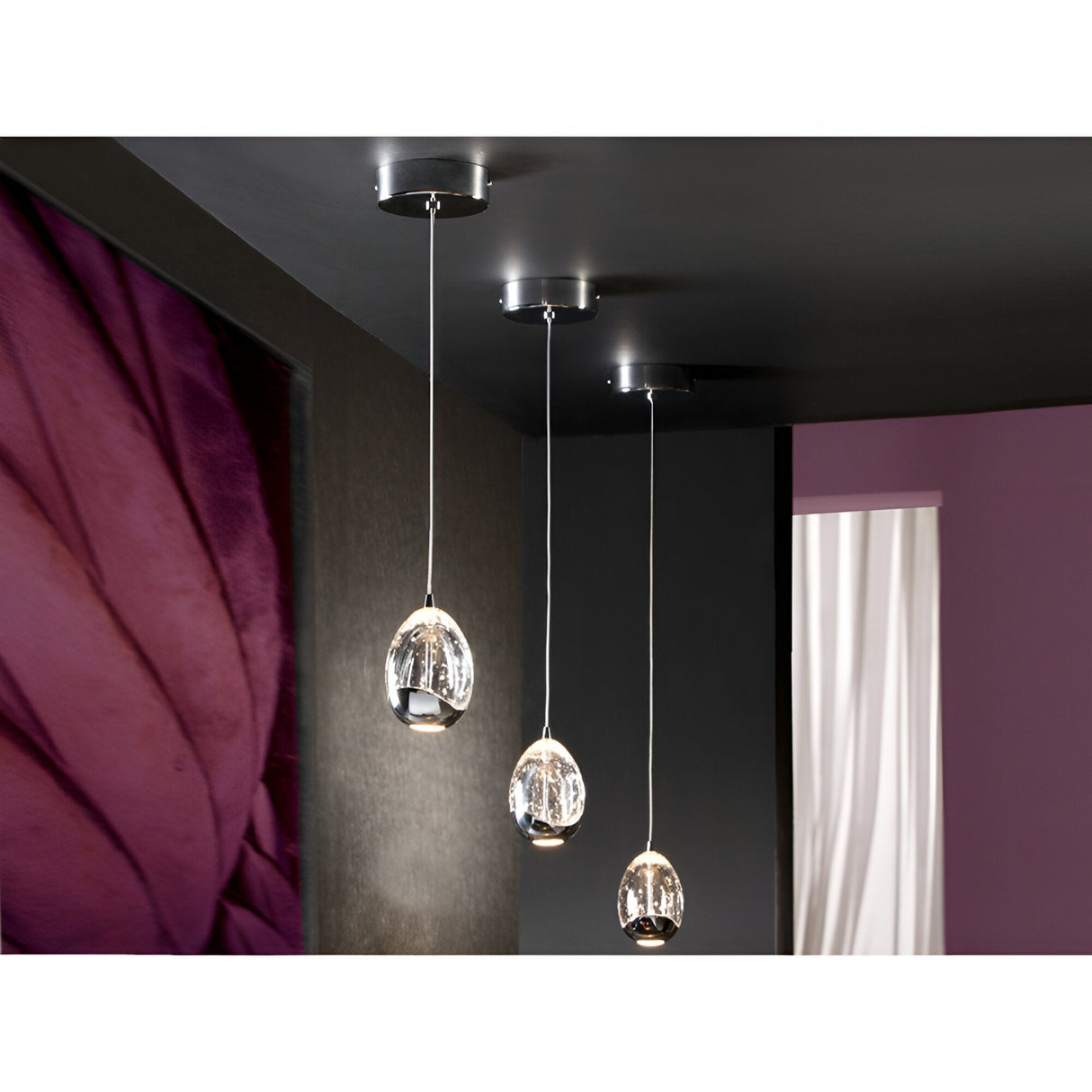 Rocio LED Glass Pendant Light 5W 3000K - Chrome