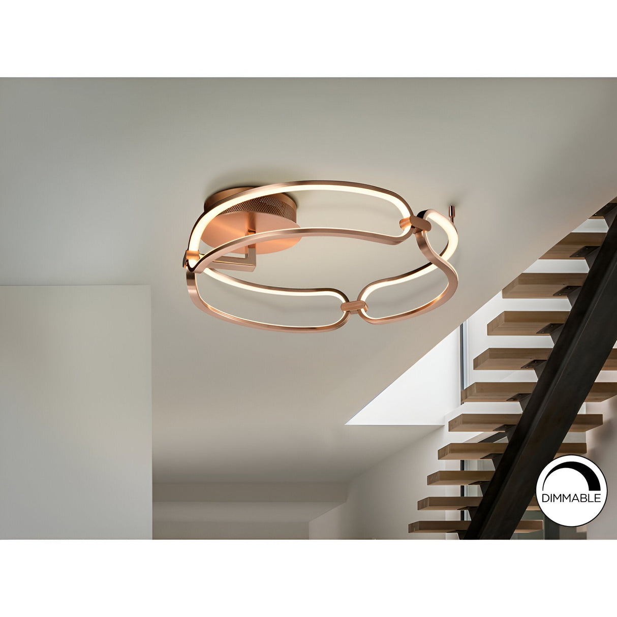 Colette Dimmable LED Small Semi-Flush Light 37W 3000K - Rose Gold