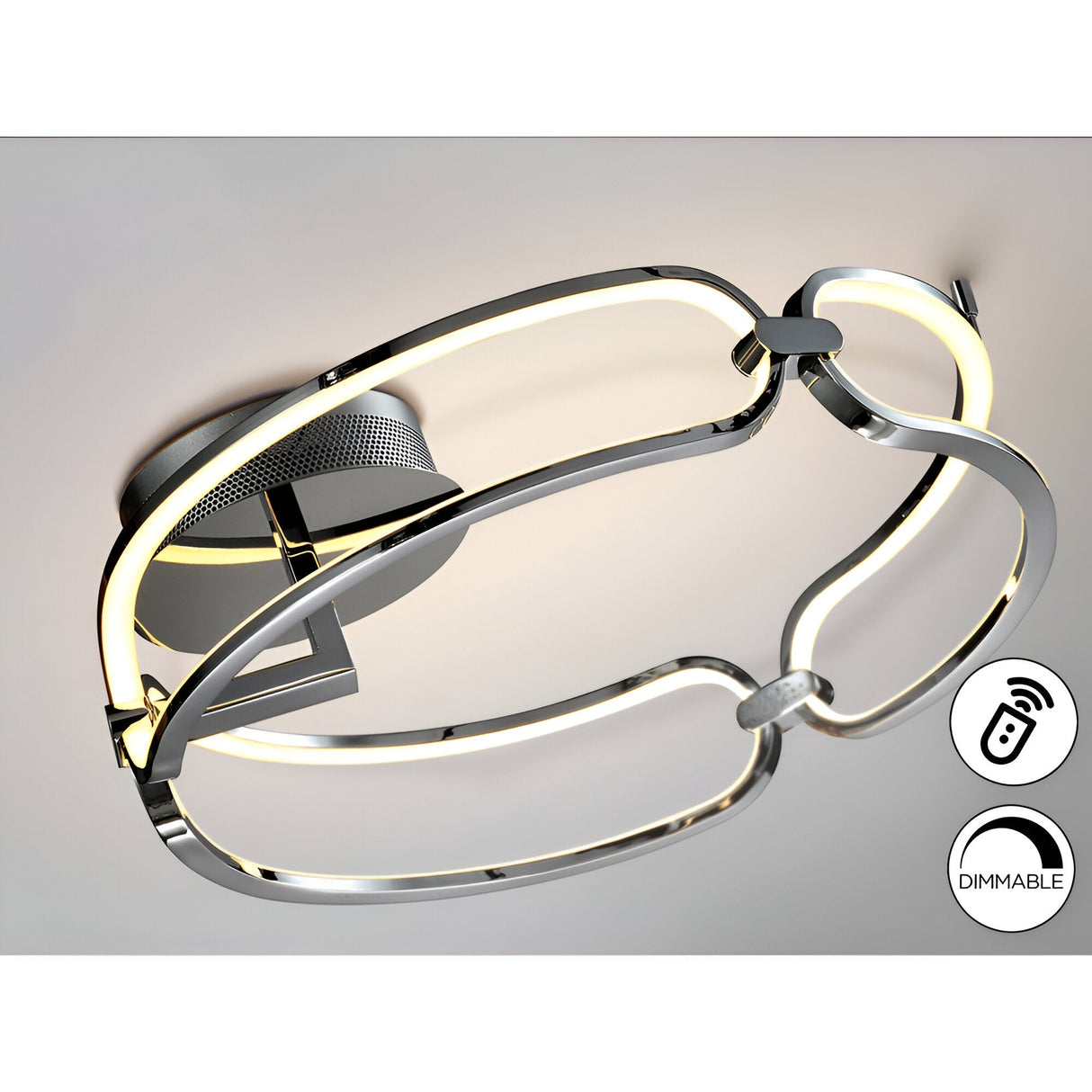 Colette Dimmable LED Small Semi-Flush Light - Chrome (With Remote Control)