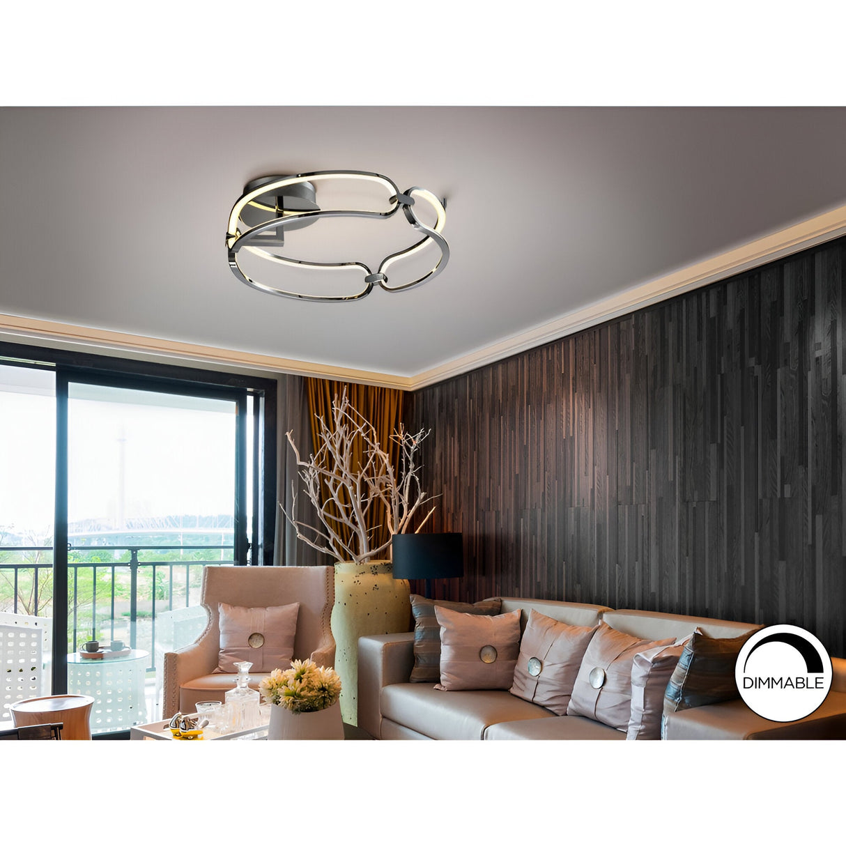 Colette Dimmable LED Small Semi-Flush Light 37W 3000K - Chrome