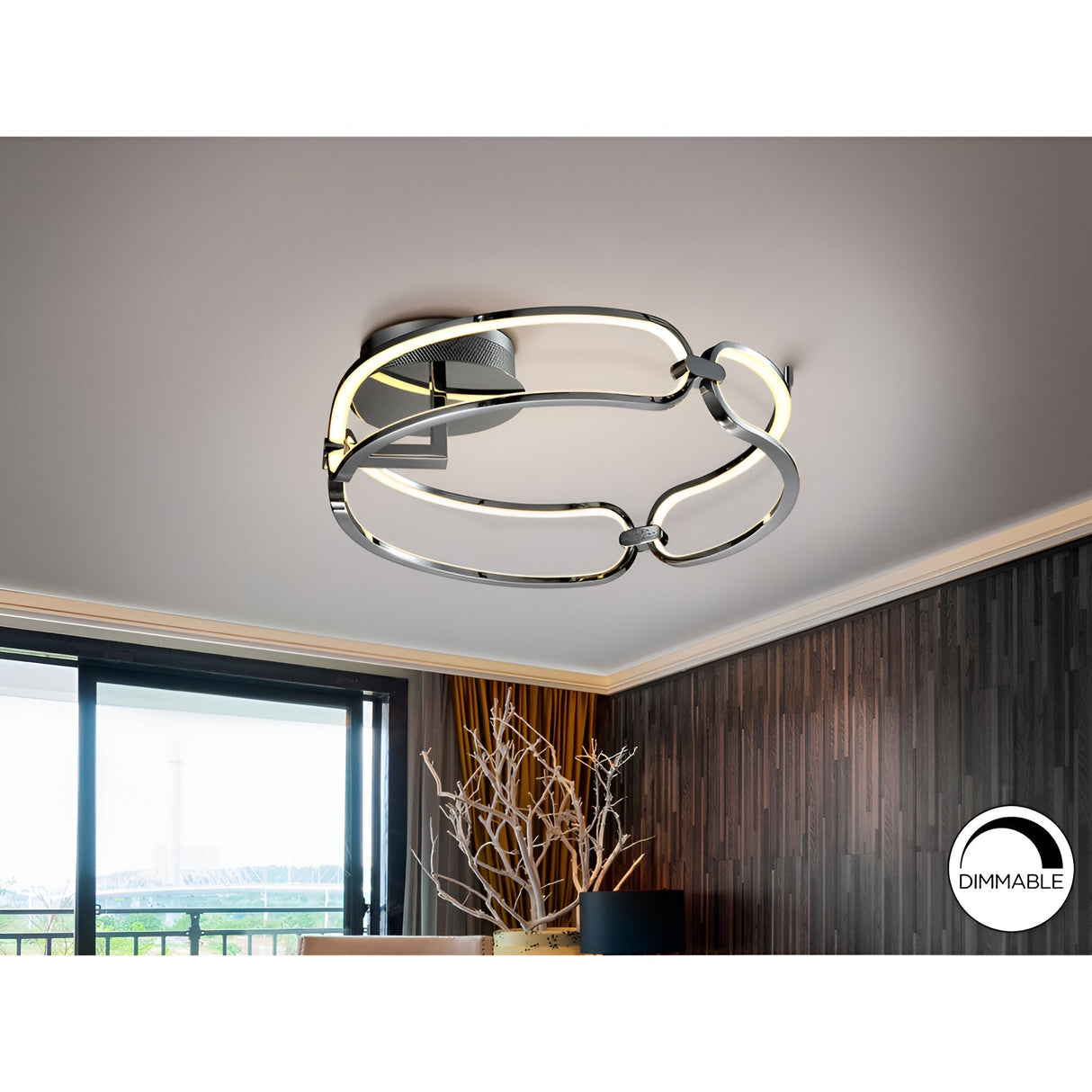 Colette Dimmable LED Small Semi-Flush Light 37W 3000K - Chrome