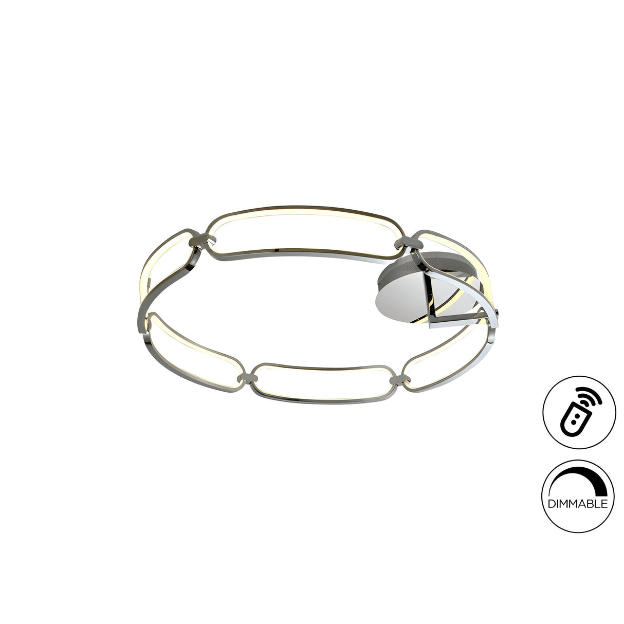 Colette Dimmable LED Large Semi-Flush Light - Chrome (With Remote Control)