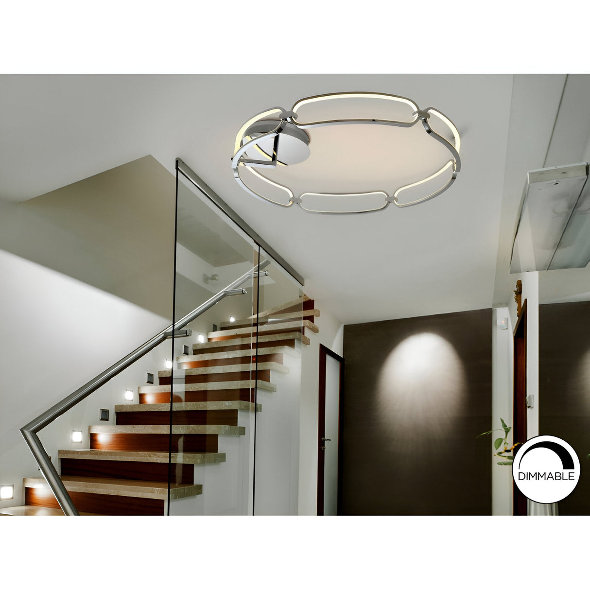 Colette Dimmable LED Large Semi-Flush Light 65W 3000K - Chrome