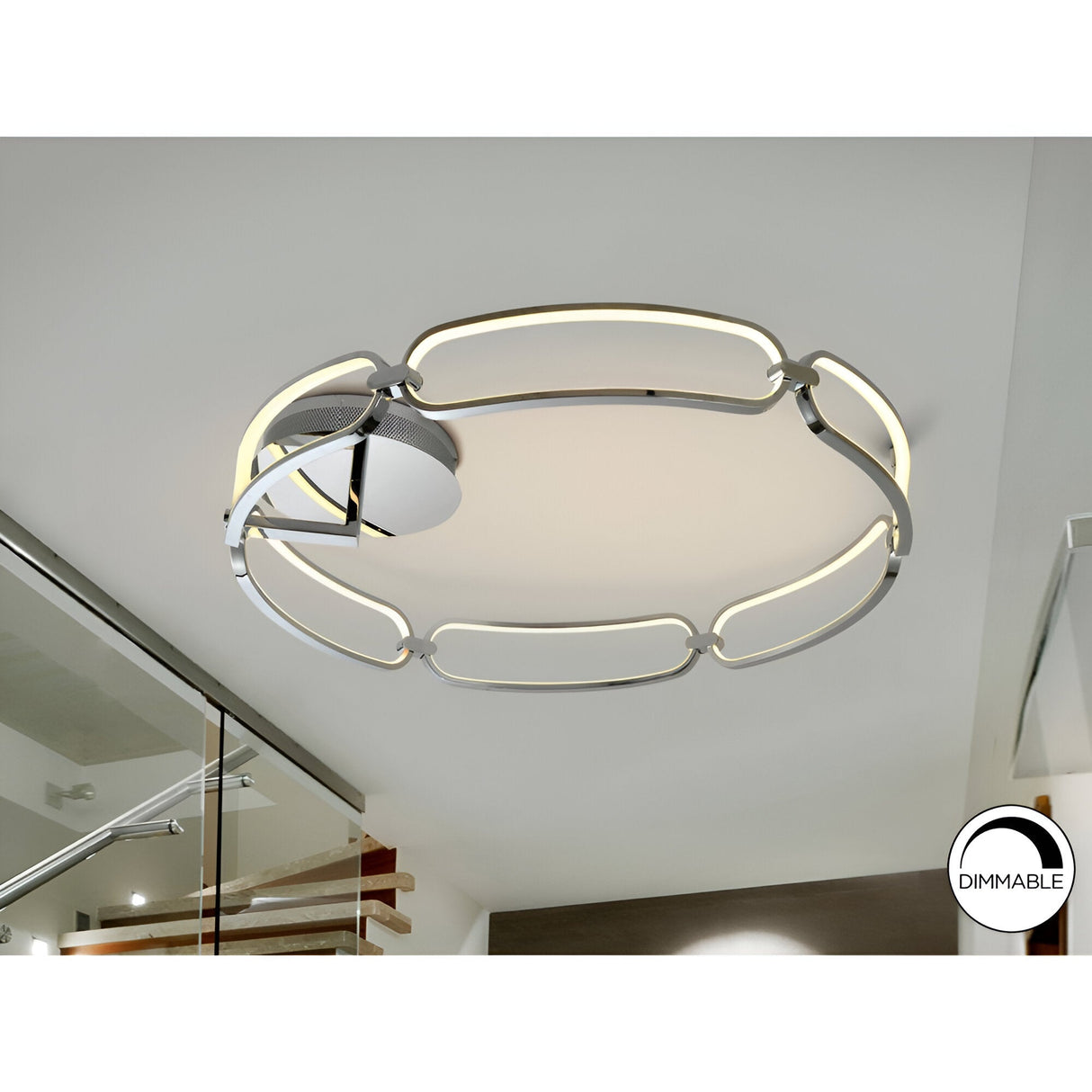 Colette Dimmable LED Large Semi-Flush Light 65W 3000K - Chrome