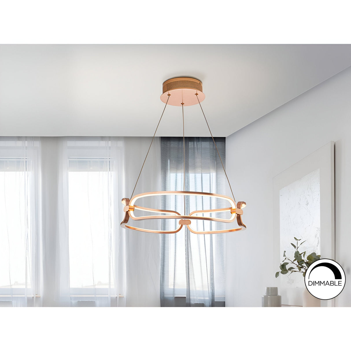 Colette Dimmable LED Small Circular Suspension Light - Rose Gold