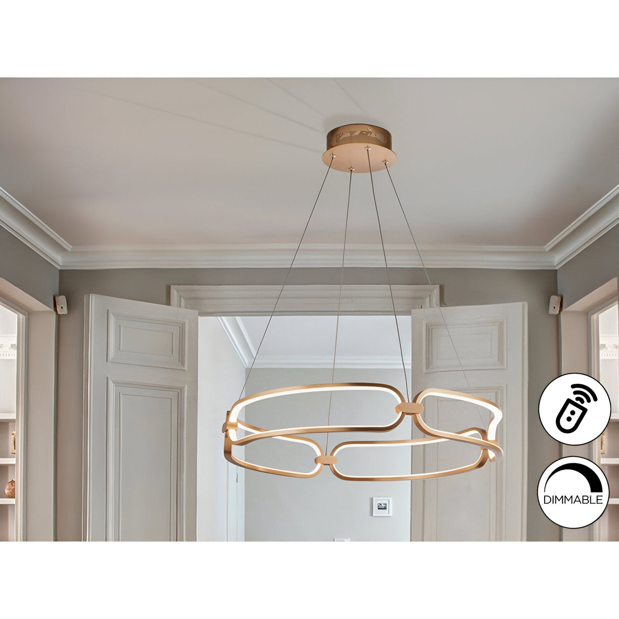 Colette Dimmable LED Small Circular Suspension Light - Rose Gold (With Remote Control)