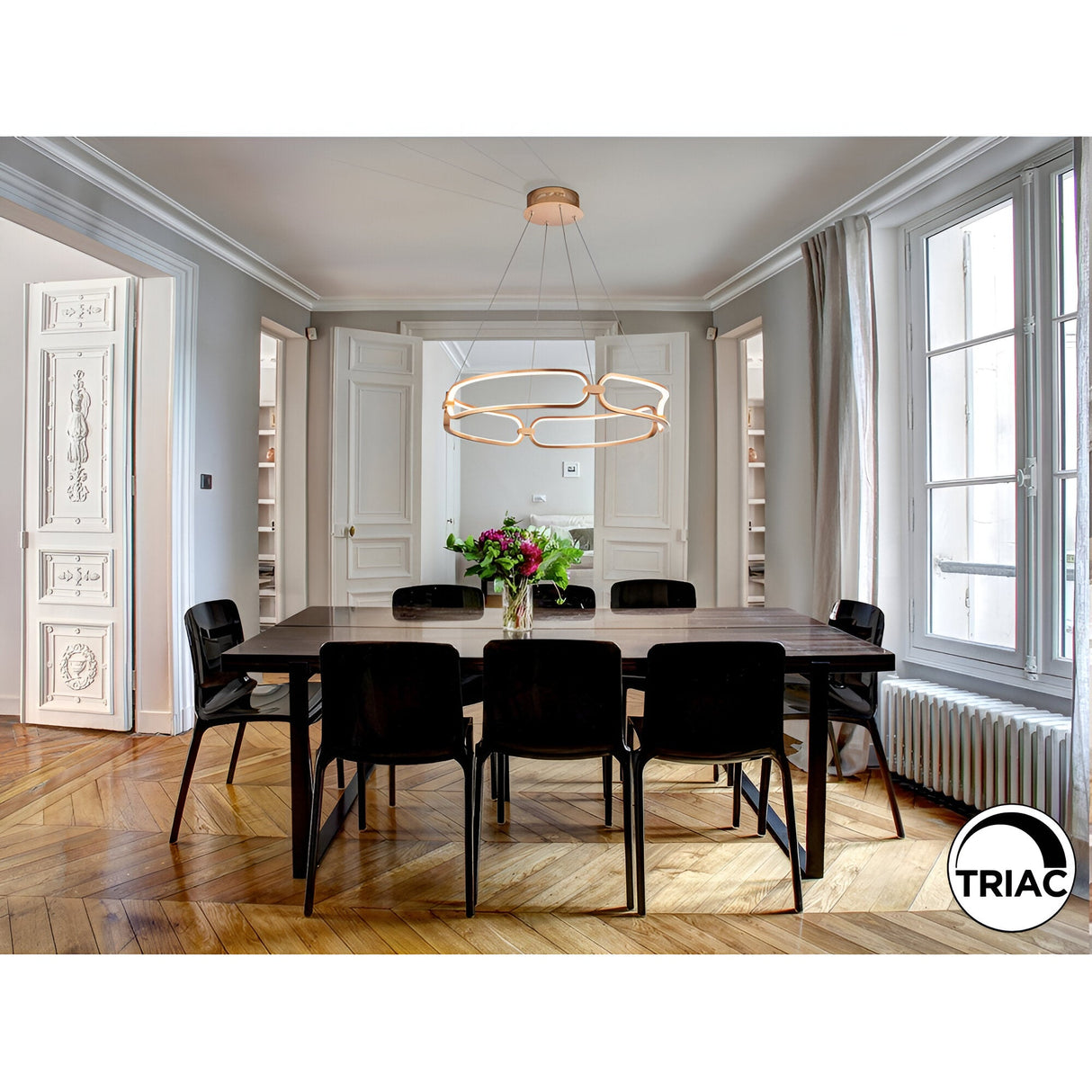 Colette Dimmable LED Medium Circular Suspension Light - Rose Gold