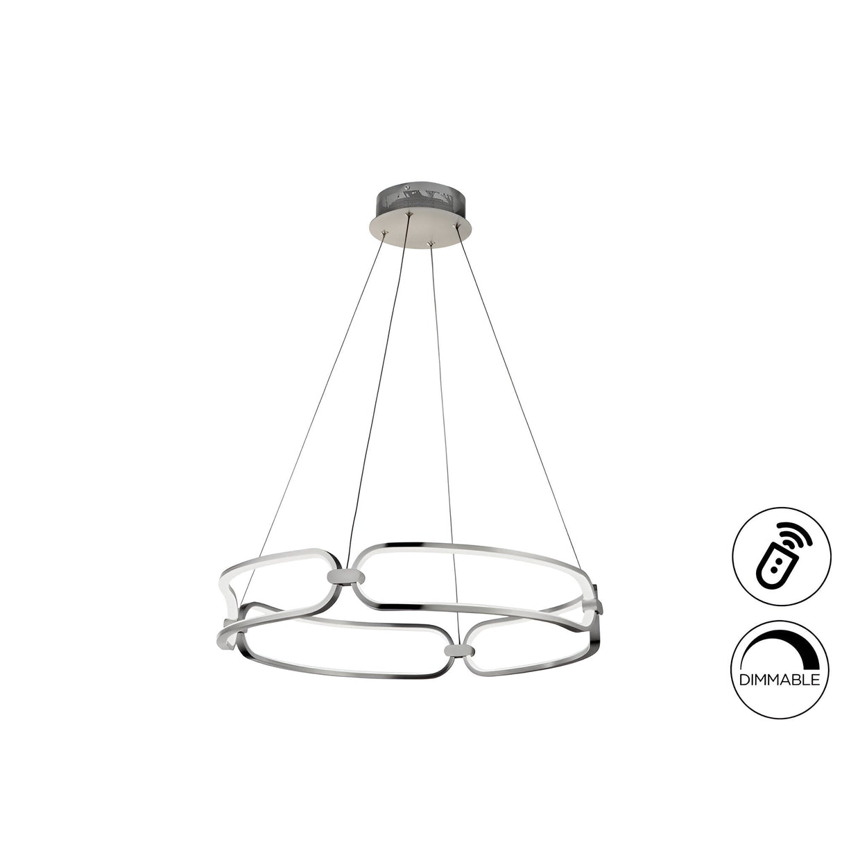 Colette Dimmable LED Small Circular Suspension Light - Chrome (With Remote Control)