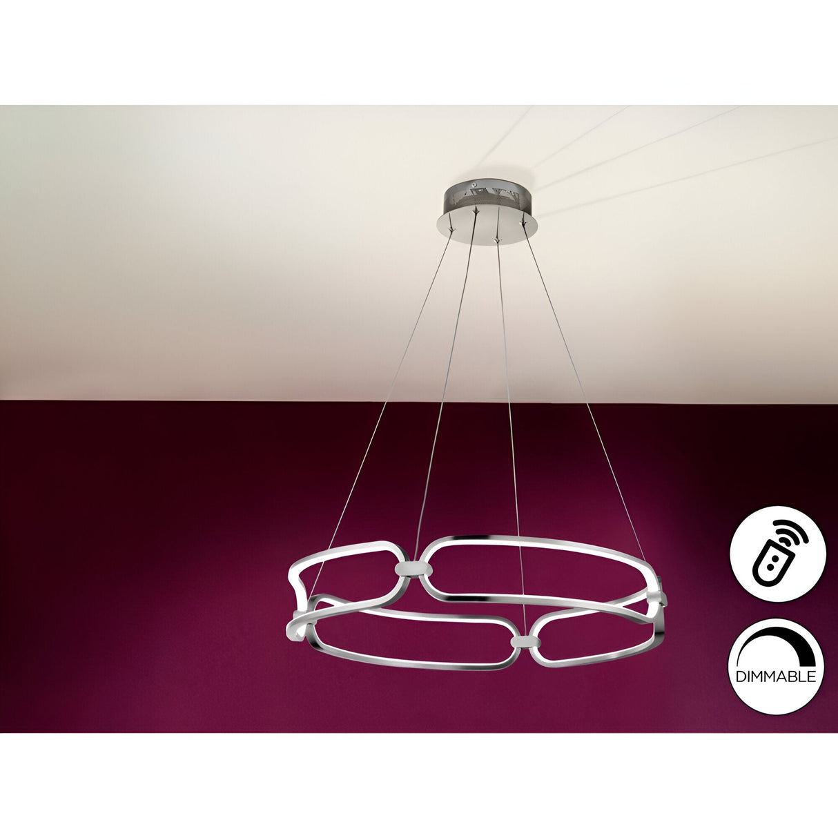 Colette Dimmable LED Small Circular Suspension Light - Chrome (With Remote Control)