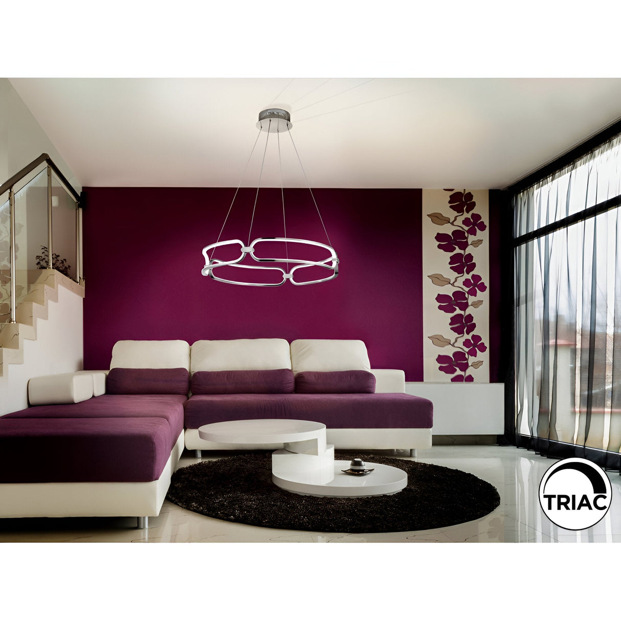 Colette Dimmable LED Small Circular Suspension Light - Chrome