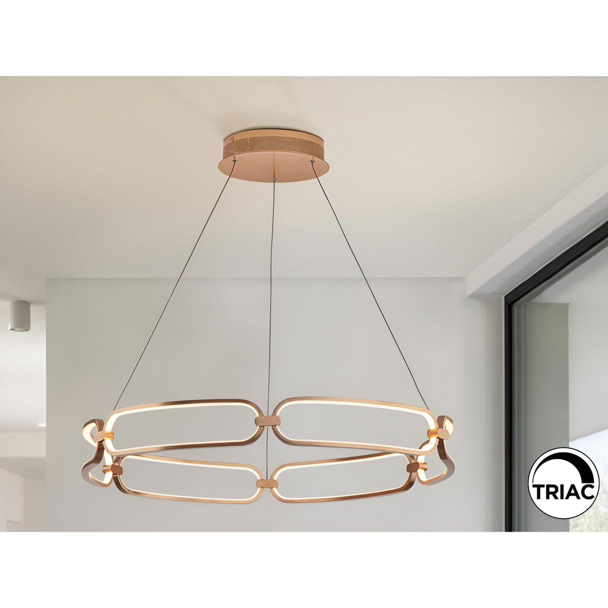 Colette Dimmable LED Large Circular Suspension Light - Rose Gold