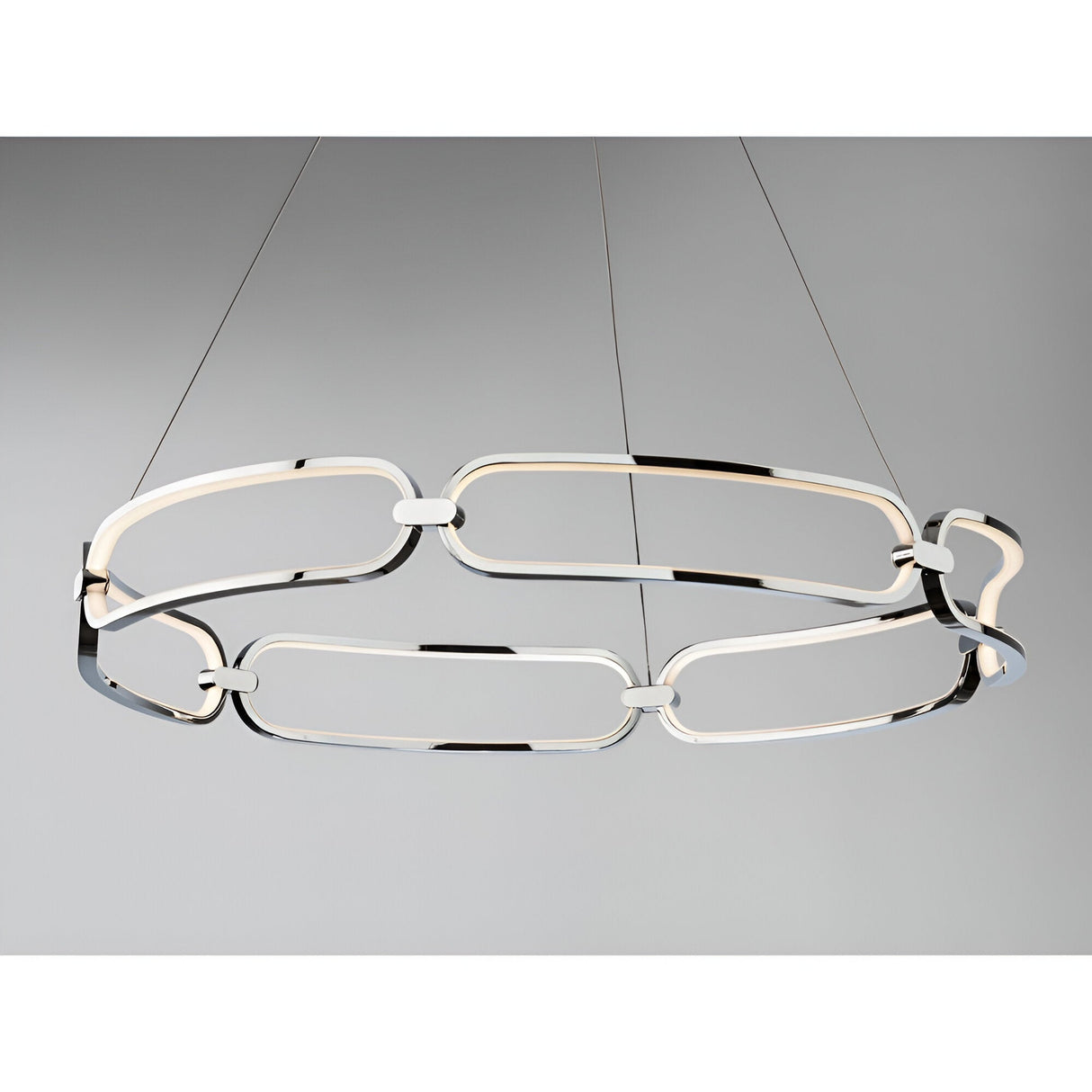 Colette Dimmable LED Large Circular Suspension Light - Chrome (With Remote Control)