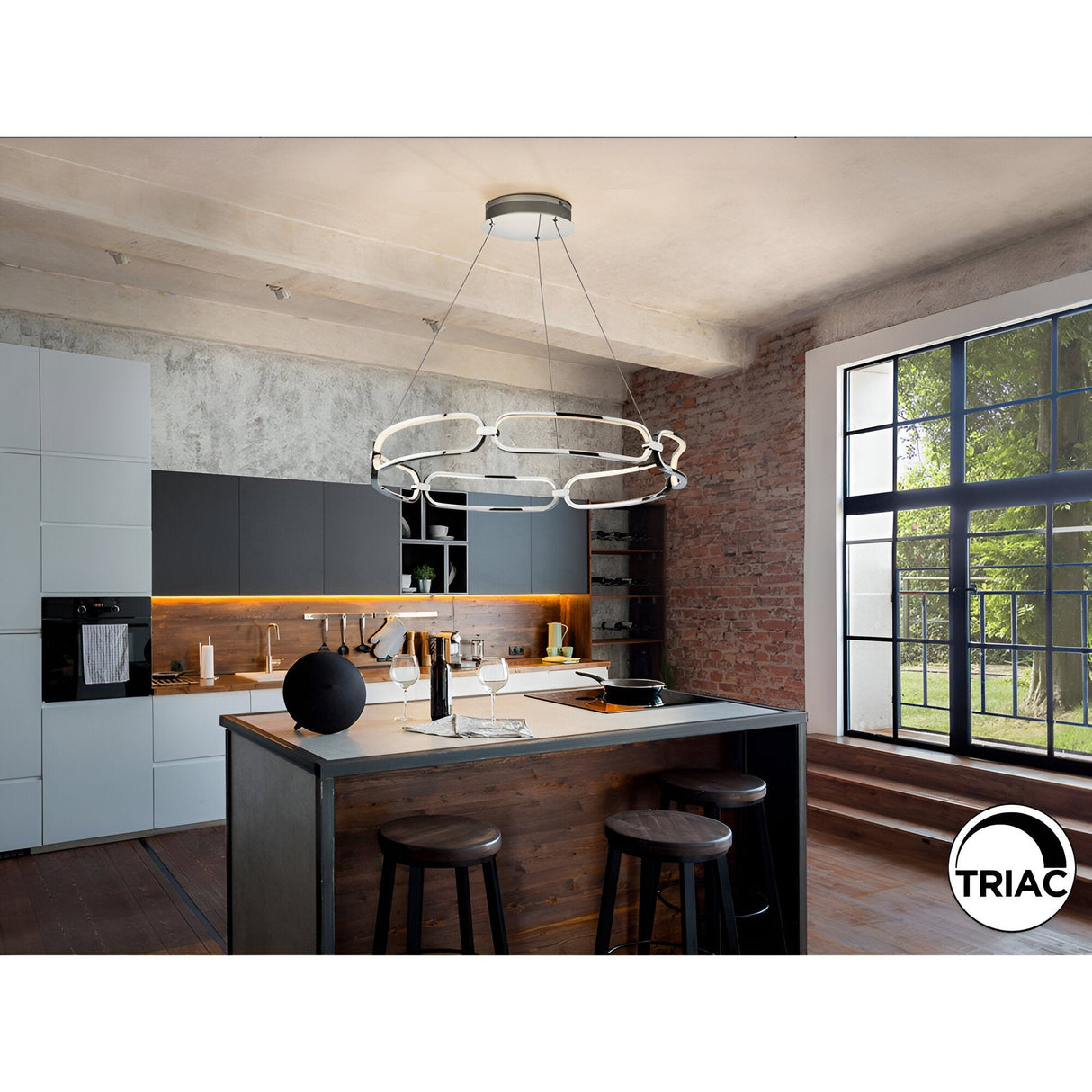 Colette Dimmable LED Large Circular Suspension Light - Chrome