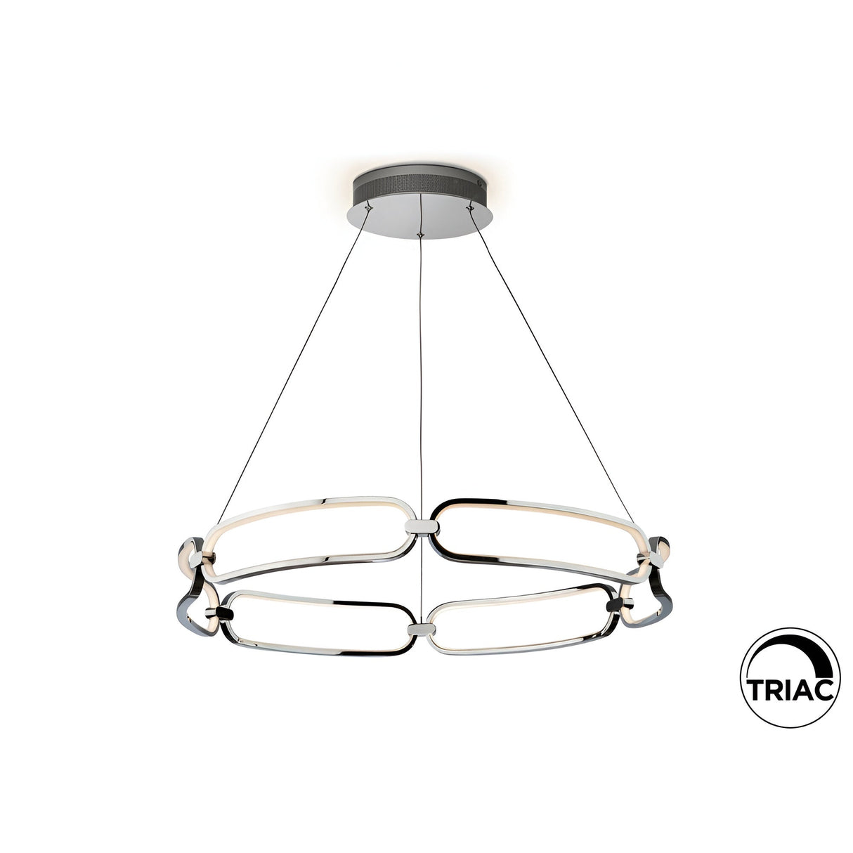 Colette Dimmable LED Large Circular Suspension Light - Chrome