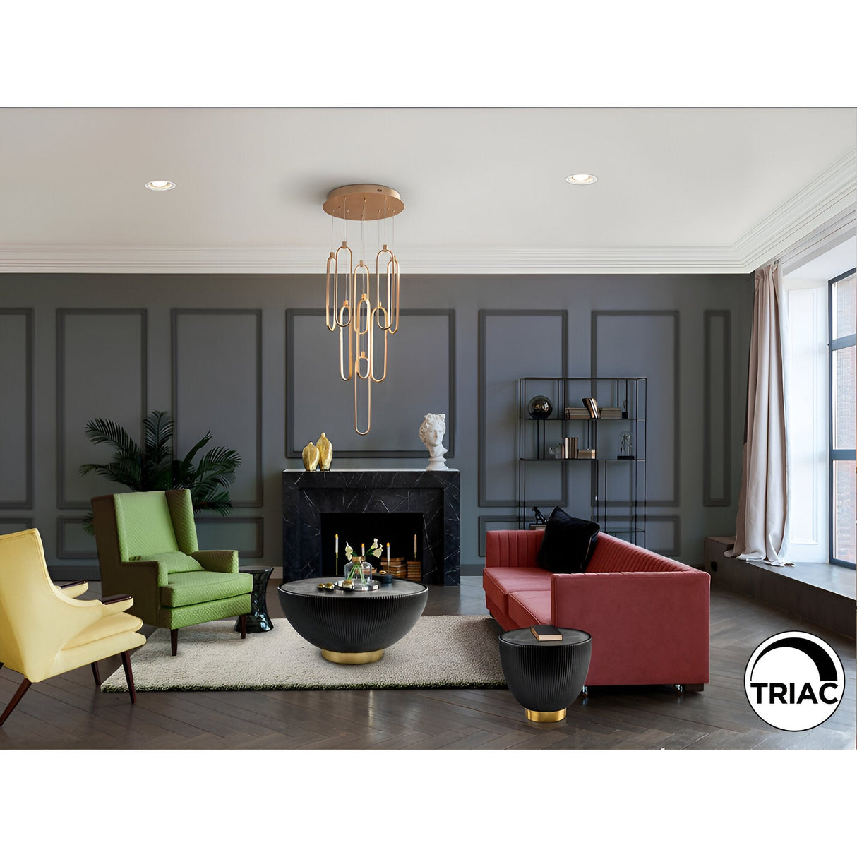 Colette 9 Light Dimmable LED Cluster Pendant Light - Rose Gold (With Remote Control)