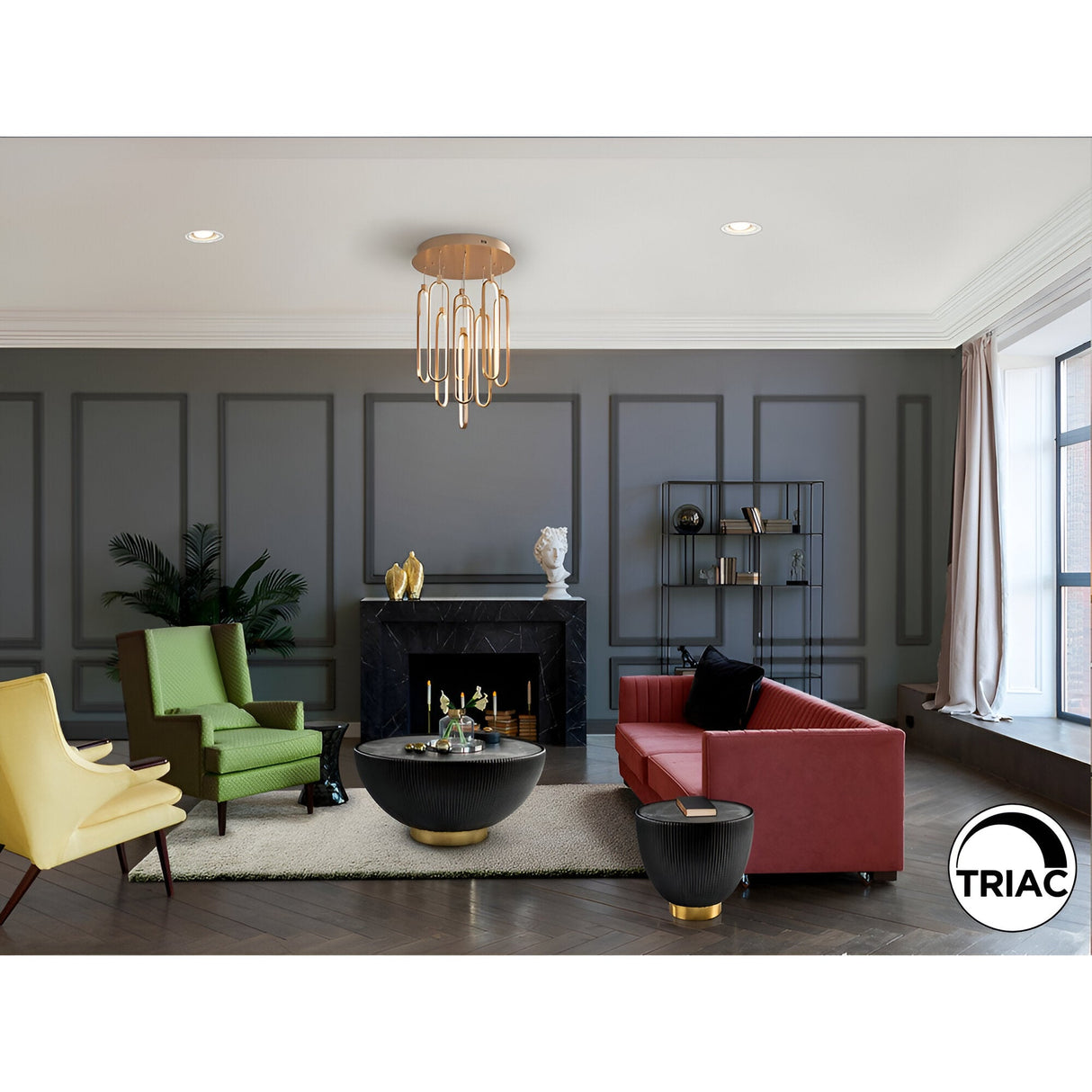 Colette 9 Light Dimmable LED Cluster Pendant Light - Rose Gold (With Remote Control)