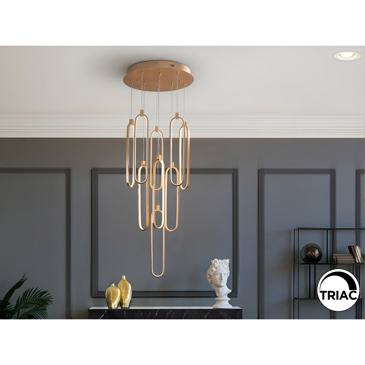 Colette 9 Light Dimmable LED Cluster Pendant Light - Rose Gold (With Remote Control)