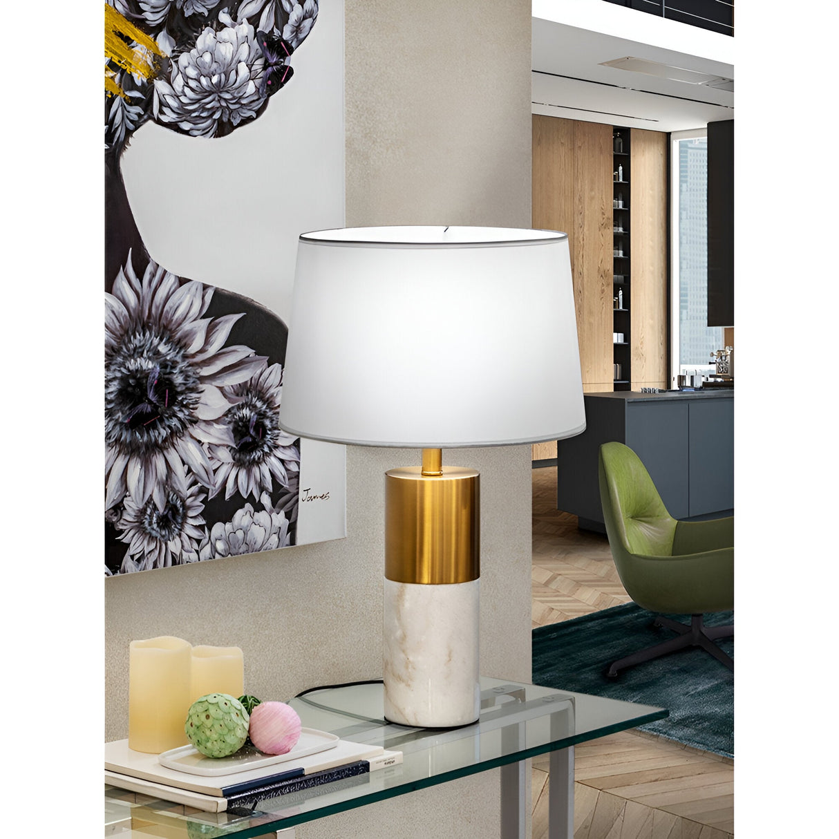 Lucian Marble Table Lamp - White