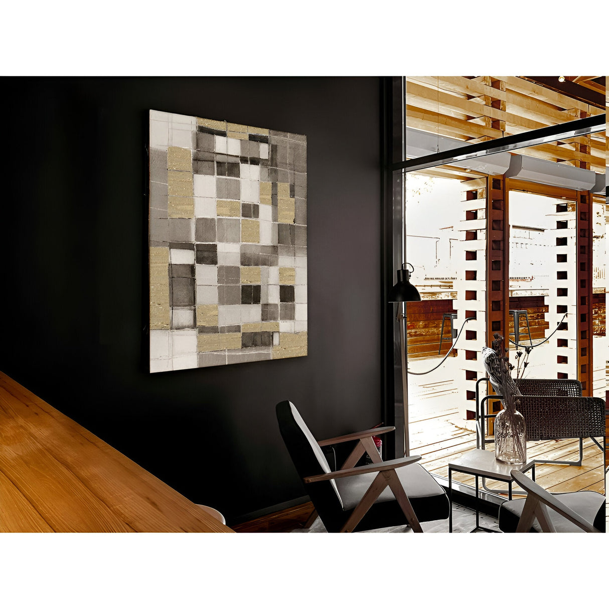 Abstractio Neutral Block Grid Acrylic Painting – 100x130cm