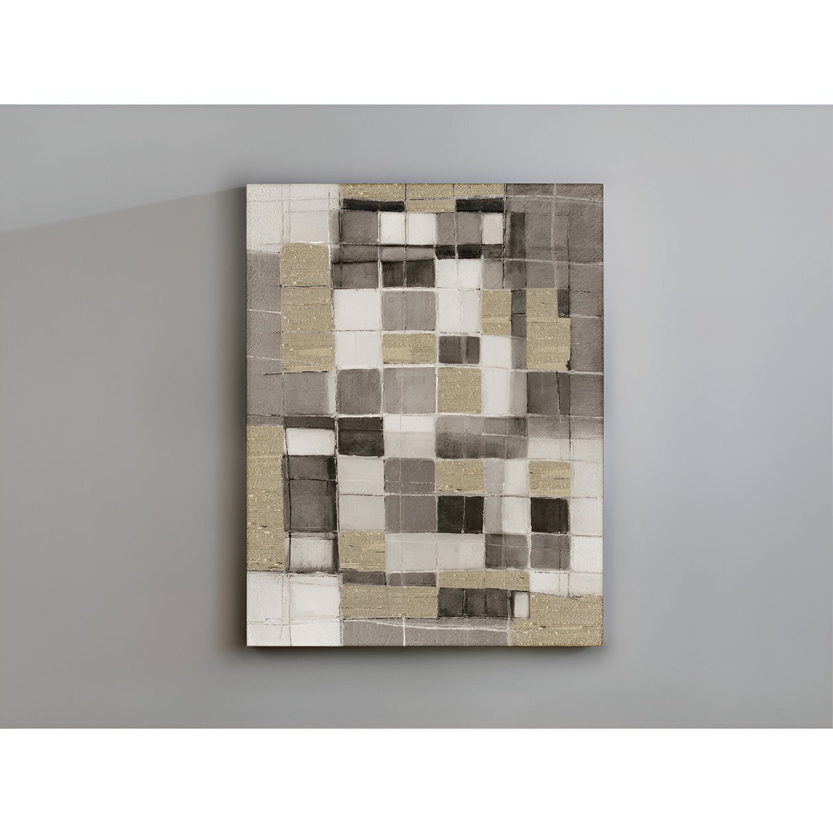 Abstractio Neutral Block Grid Acrylic Painting – 100x130cm