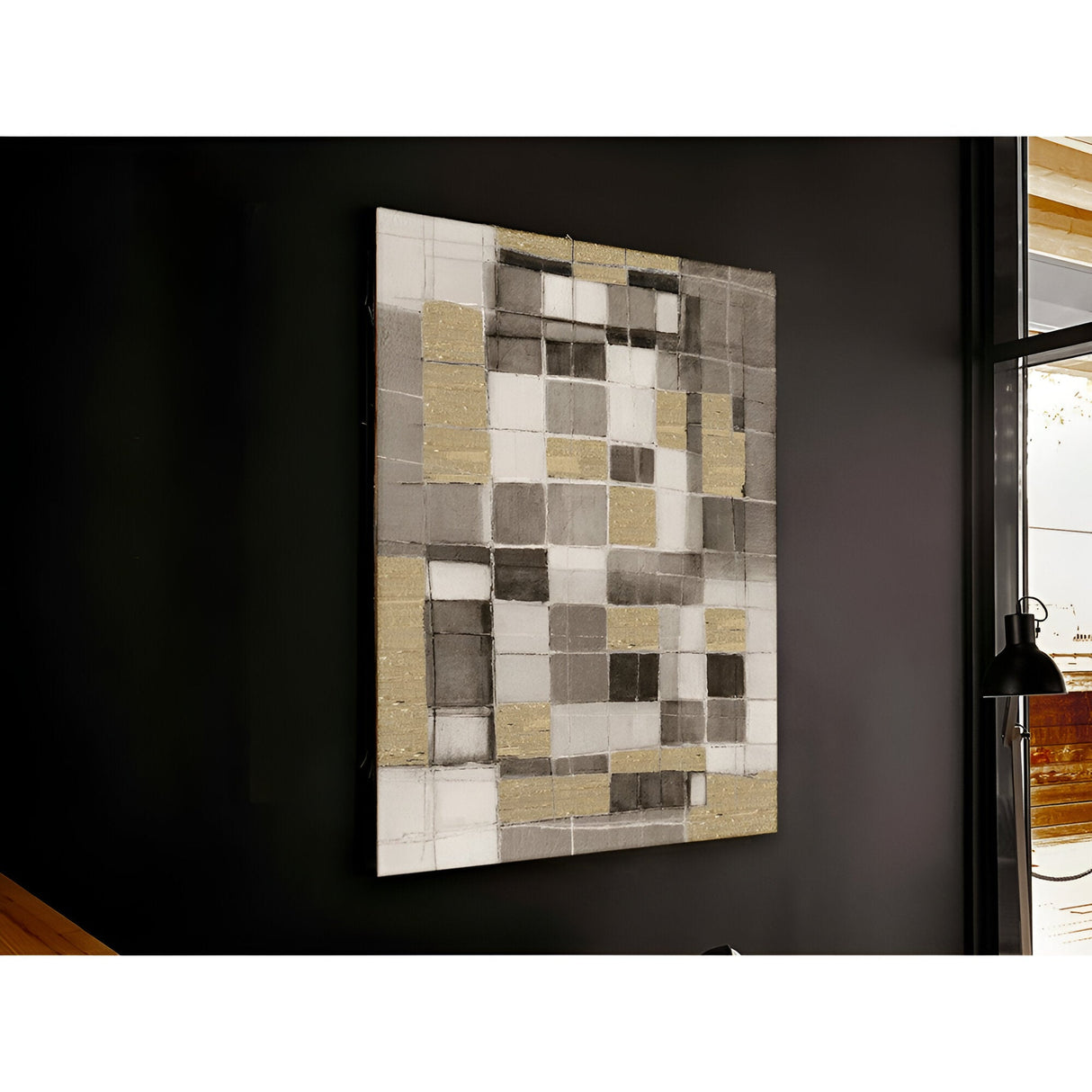 Abstractio Neutral Block Grid Acrylic Painting – 100x130cm