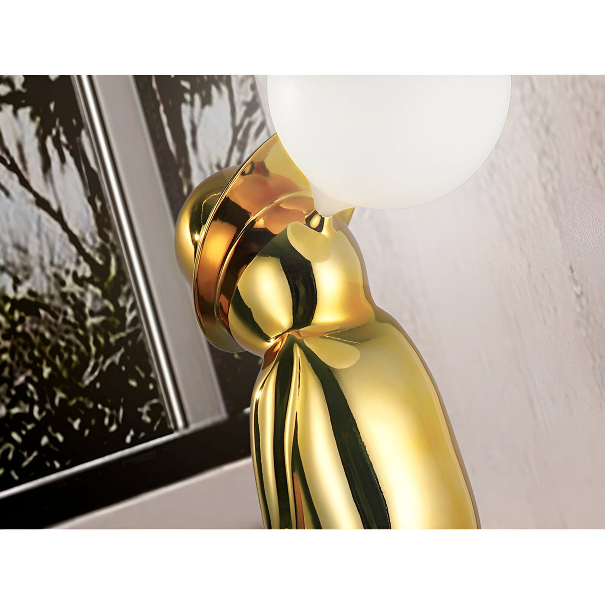Mr. Bubble Gold Sculpture With LED Sphere Light - 82cm