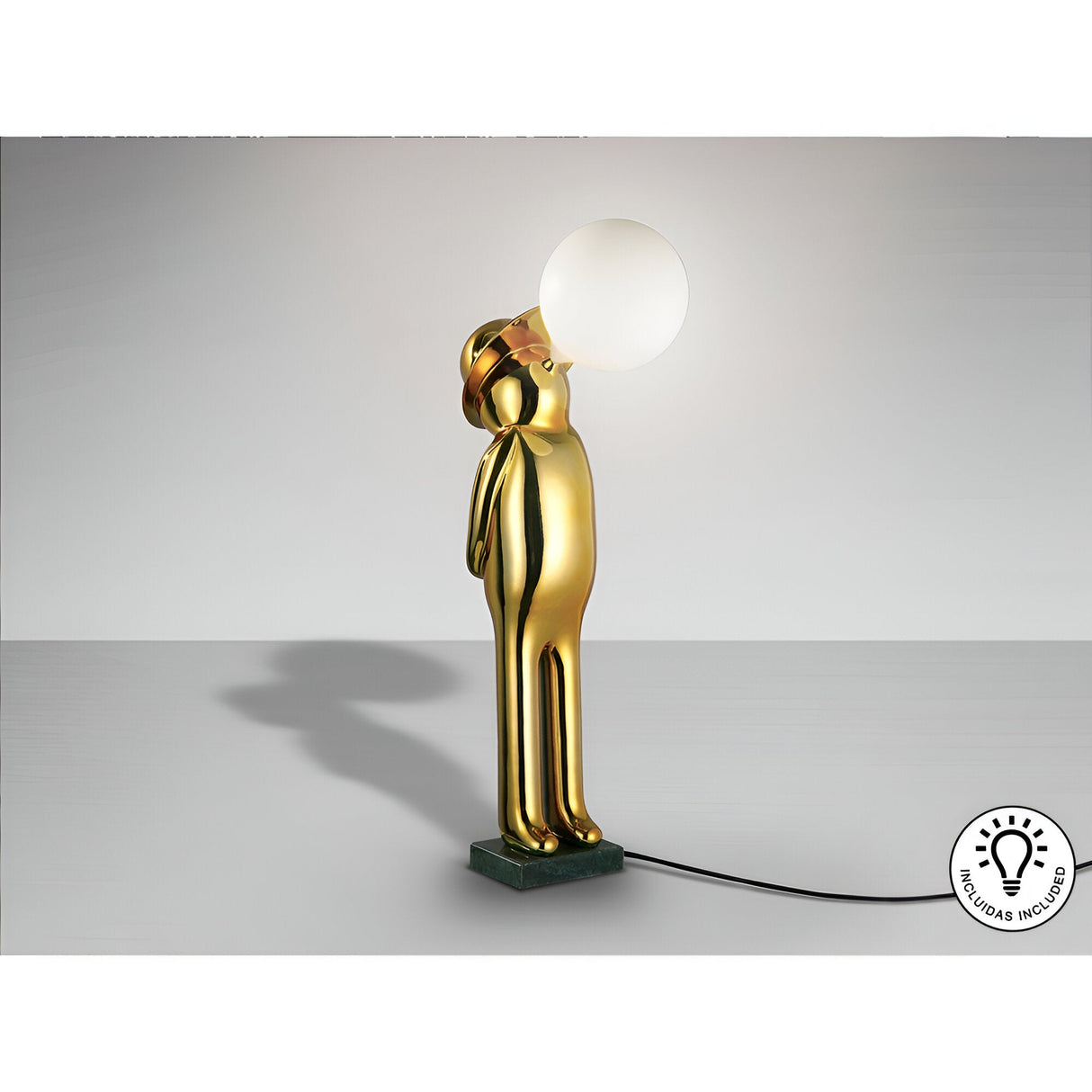 Mr. Bubble Gold Sculpture With LED Sphere Light - 82cm