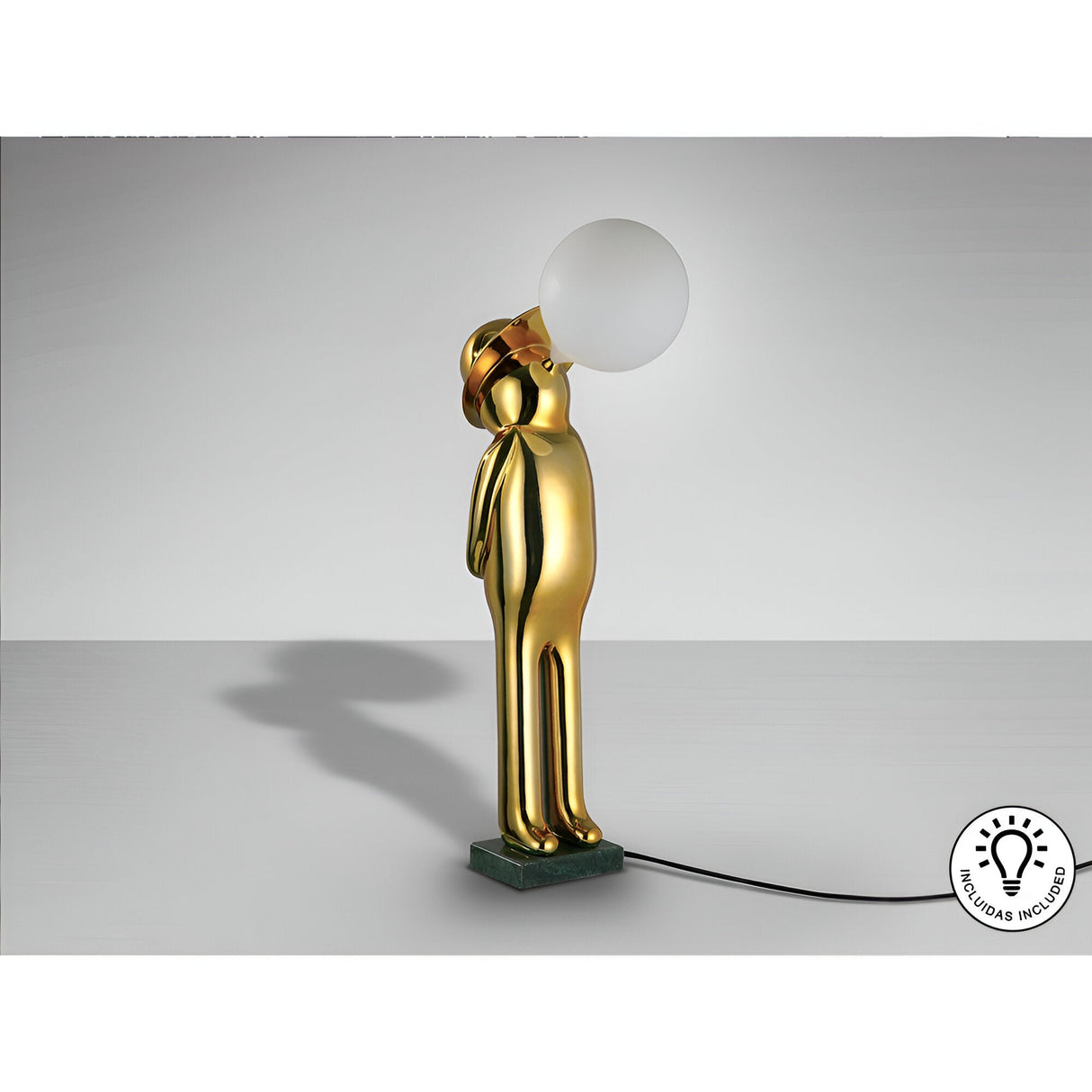 Mr. Bubble Gold Sculpture With LED Sphere Light - 82cm