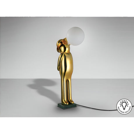 Mr. Bubble Gold Sculpture With LED Sphere Light - 82cm