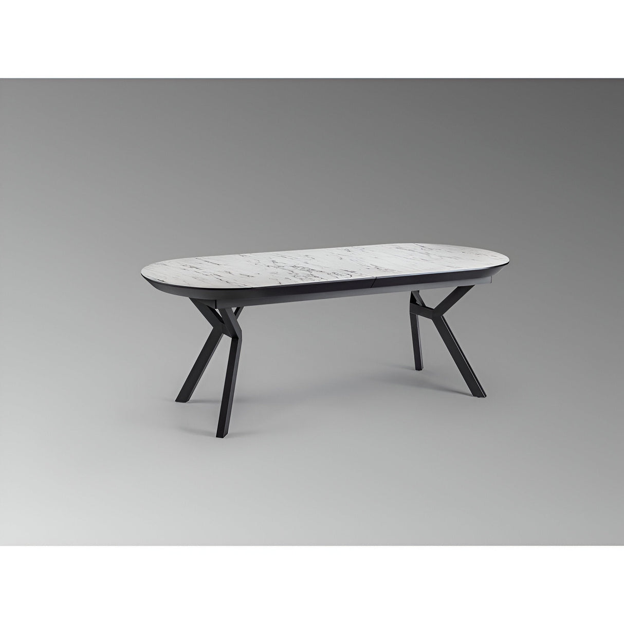 Antea 8-10 Seater Wood & Metal Extendable Dining Table – White Marble