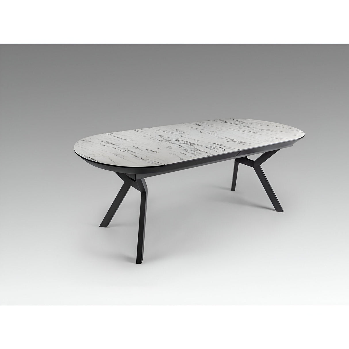 Antea 8-10 Seater Wood & Metal Extendable Dining Table – White Marble