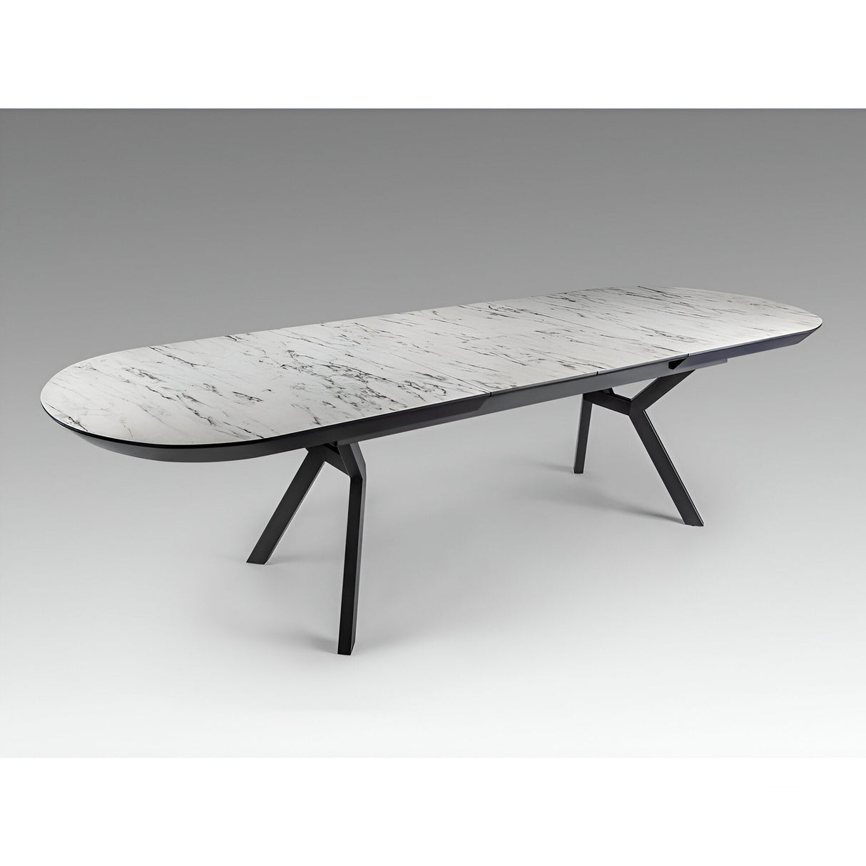 Antea 8-10 Seater Wood & Metal Extendable Dining Table – White Marble