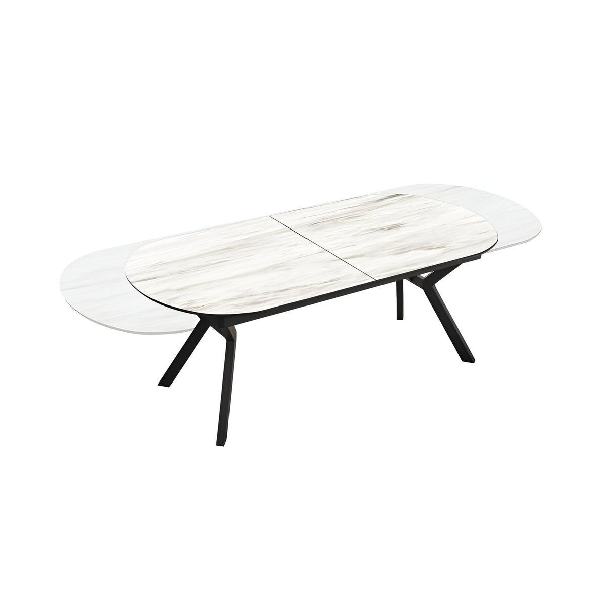 Antea 8-10 Seater Wood & Metal Extendable Dining Table – White Marble