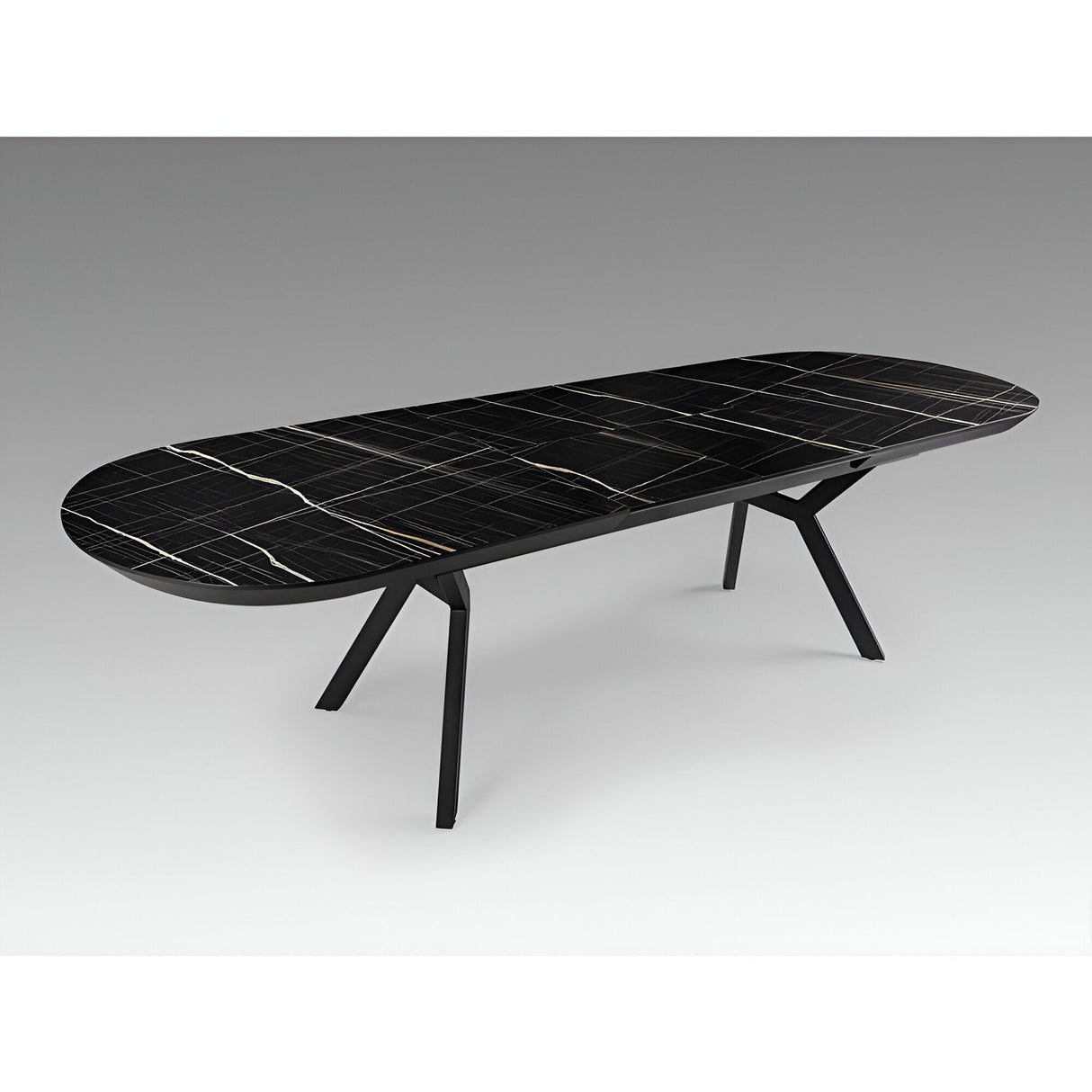 Antea 8-10 Seater Wood & Metal Extendable Dining Table – Black Marble